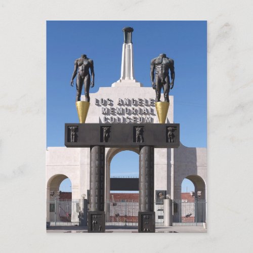 Entrance to the Los Angeles Memorial Coliseum CA Postcard