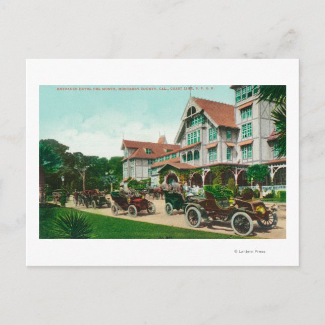 Entrance View of Exterior of Hotel del Monte Postcard (Front)