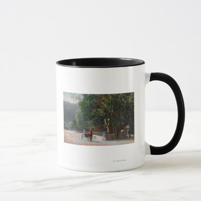 Entrance View to Shady Lane, Horse Carriage Mug (Right)