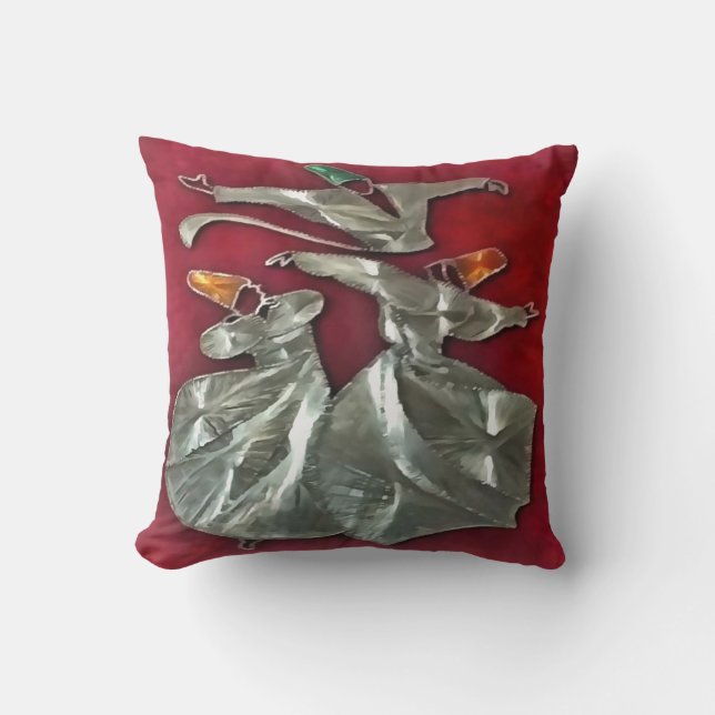Entranced Sufis In Prayer Acrylic Art Throw Pillow (Front)