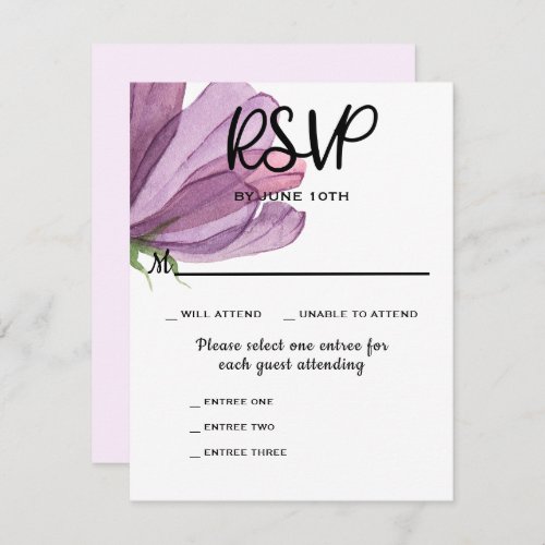 Entree Choices Elegant RSVP Wedding Response Card