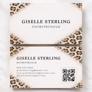 Entrepreneur Cheetah Leopard Print QR Code Business Card