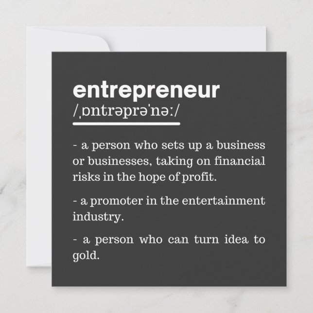 Entrepreneur Definition Funny Business Owner Gift Invitation (Front)
