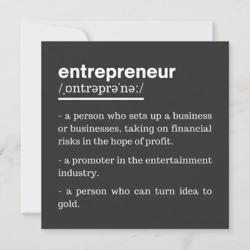 Entrepreneur Definition Funny Business Owner Gift Invitation