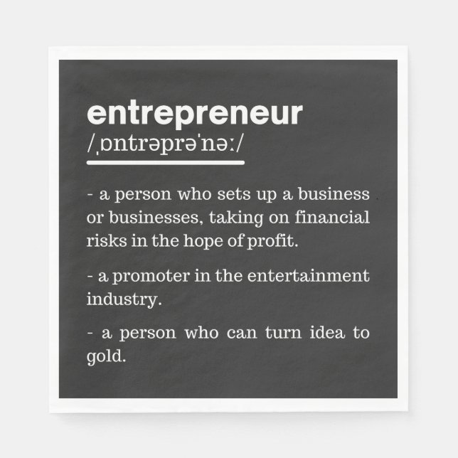 Entrepreneur Definition Funny Business Owner Gift Napkins (Front)