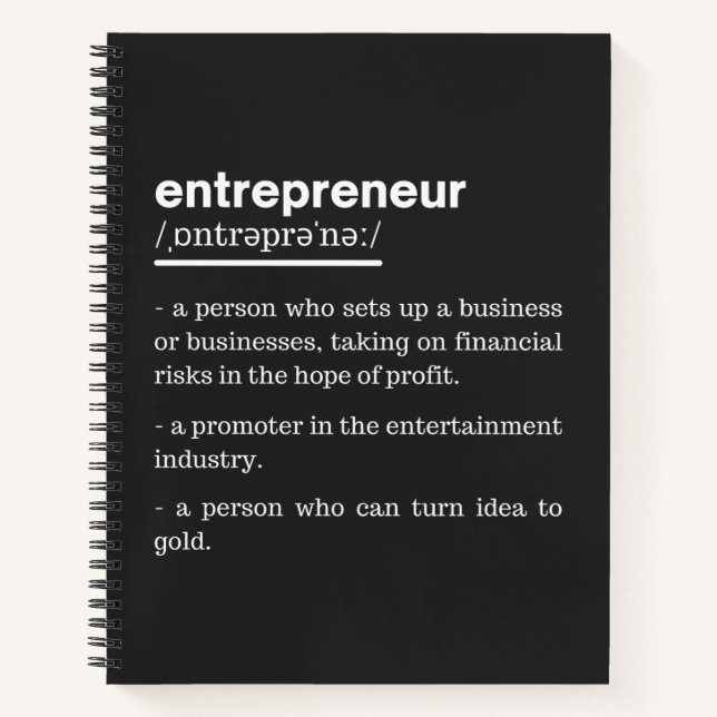 Entrepreneur Definition Funny Business Owner Gift Notebook (Front)
