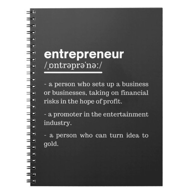 Entrepreneur Definition Funny Business Owner Gift Notebook (Front)