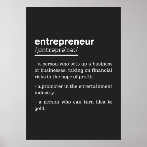 Entrepreneur Definition Funny Business Owner Gift Poster