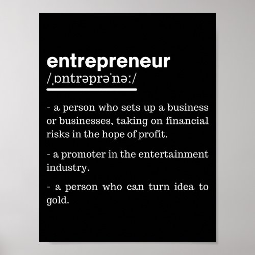 Entrepreneur Definition Funny Business Owner Gift Poster