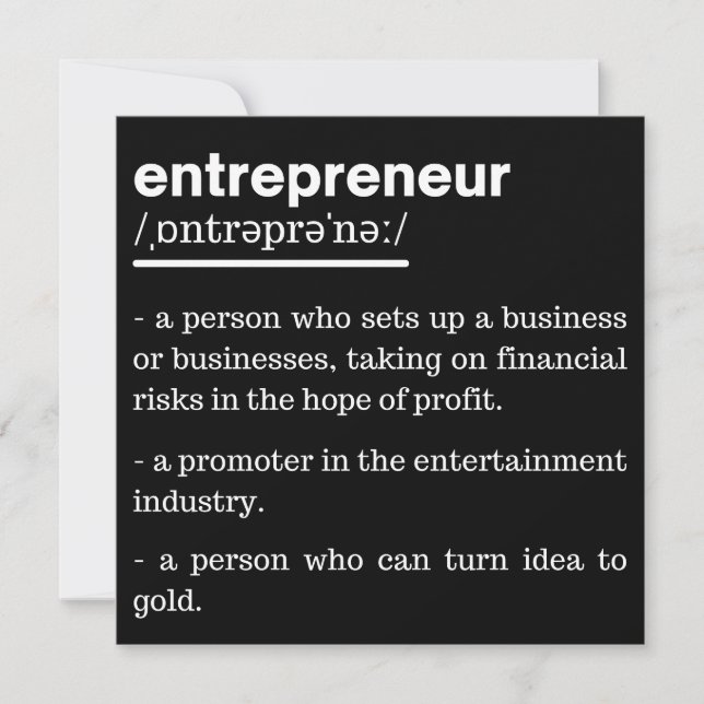 Entrepreneur Definition Funny Business Owner Gift Save The Date (Front)