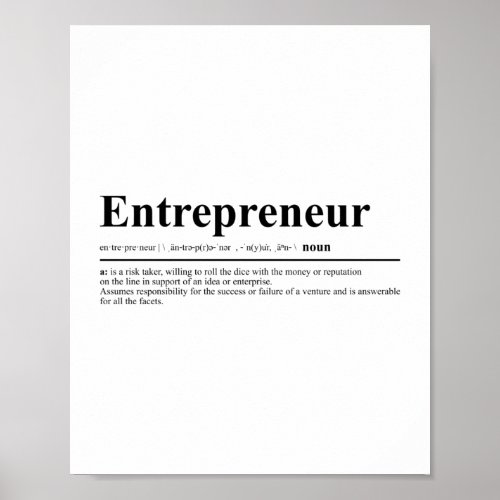 Entrepreneur Definition  Motivational Quote Poster