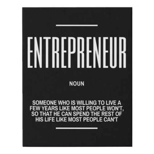 ENTREPRENEUR Definition Quote Faux Canvas Print