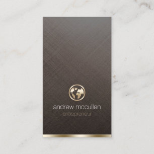 Entrepreneur Gold Globe Icon Brushed Metal Business Card