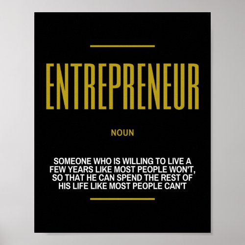 Entrepreneur Inspirational Quote On Success Poster