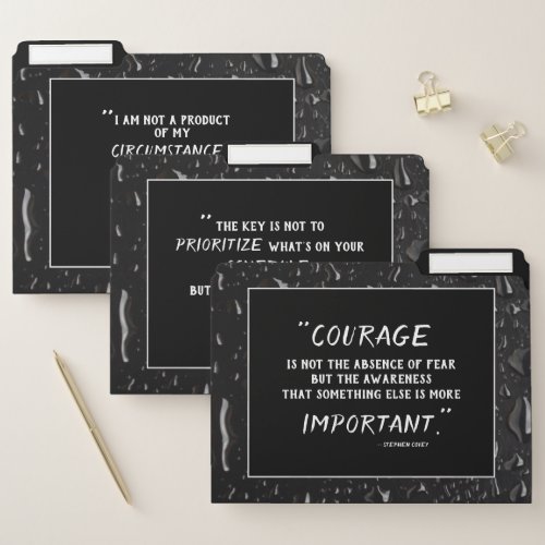 Entrepreneur Motivation Steven Covey Quotes Black File Folder