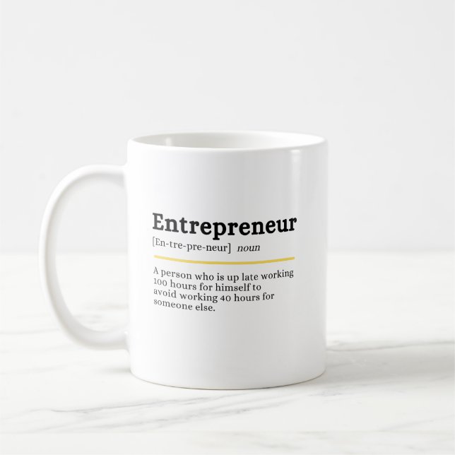Entrepreneur Noun Definition Motivational Business Coffee Mug (Left)