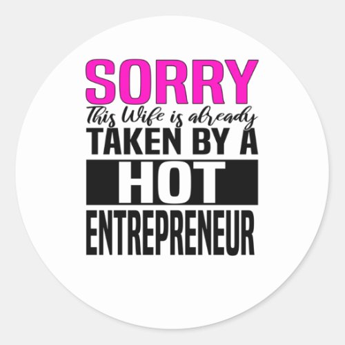 Entrepreneur Partner Startup Proud Boss Wife Classic Round Sticker