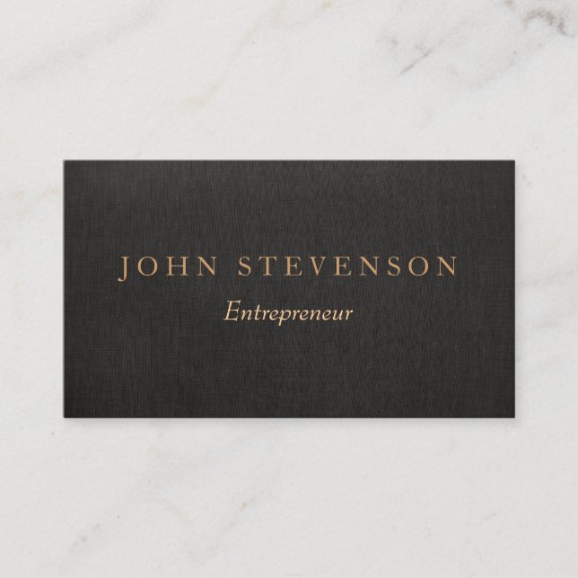 Entrepreneur Professional Black Linen Look Vintage Business Card (Front)