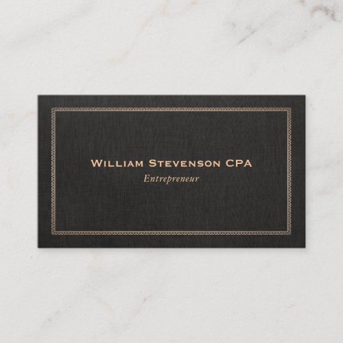 Entrepreneur Professional Classic Faux Black Linen Business Card