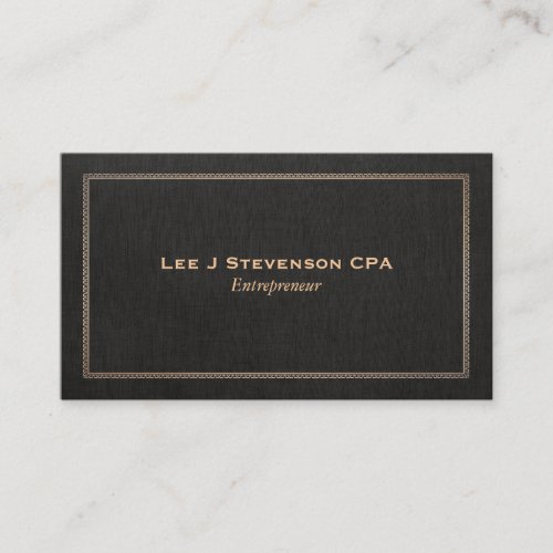 Entrepreneur Professional Classic Faux Black Linen Business Card