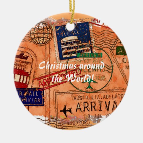 Entry Approved _ Passport Stamps Ceramic Ornament