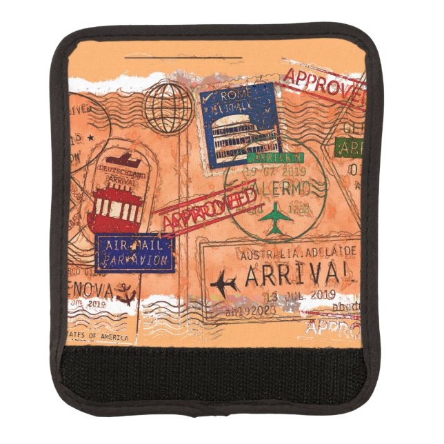 Entry Approved - Passport Stamps Luggage Handle Wrap (Front)
