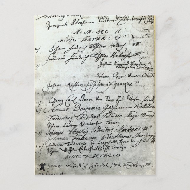 Entry in the Halle University records Postcard (Front)