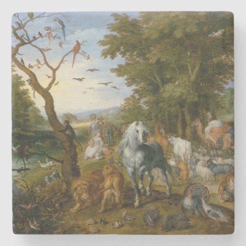Entry of the Animals into Noahs Ark Brueghel Stone Coaster