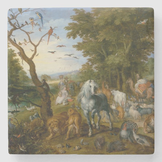 Entry of the Animals into Noah's Ark (Brueghel) Stone Coaster (Front)