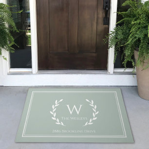 Entryway Door Mat - Custom Address - Sage Green