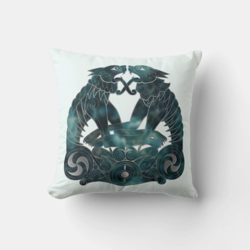 Entwined Celtic Dogs Teal Throw Pillow