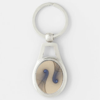 Entwined Cream and Blue Geometric Design Keychain