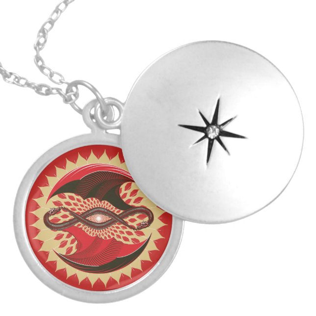 Entwined Dragons Silver Plated Necklace (Front)