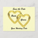 Entwined Gold Hearts Bride and Groom Announcement Postcard