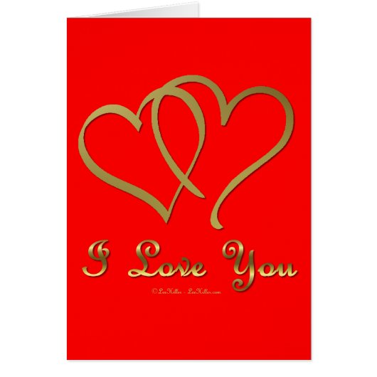 Entwined Gold Hearts i Love You (Front)