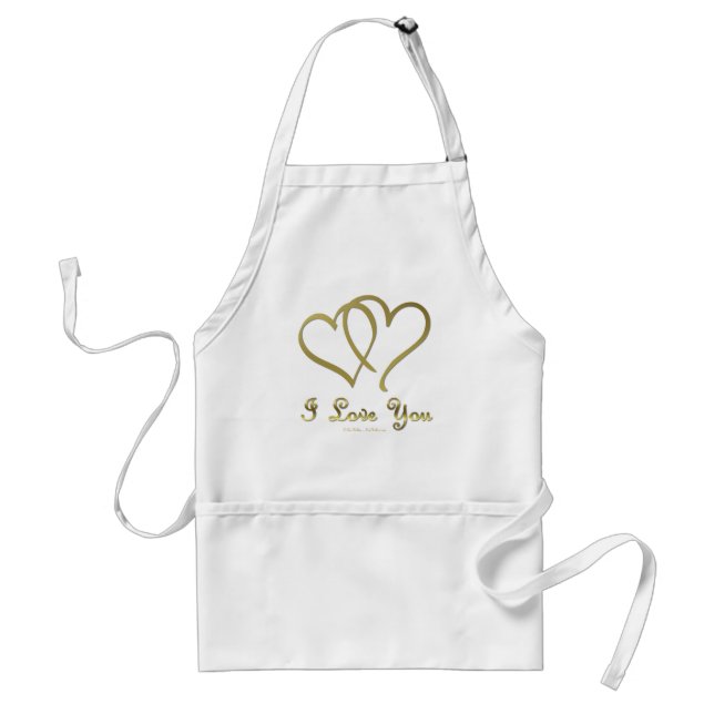 Entwined Gold Hearts i Love You Adult Apron (Front)