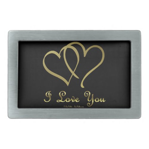 Entwined Gold Hearts i Love You Belt Buckle