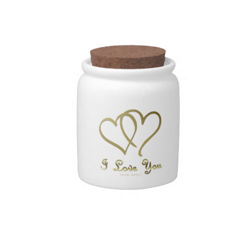 Entwined Gold Hearts i Love You Candy Jar