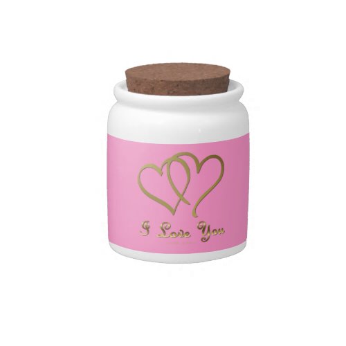 Entwined Gold Hearts i Love You Candy Jar