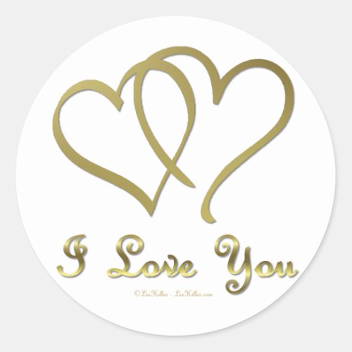 Entwined Gold Hearts i Love You Classic Round Sticker