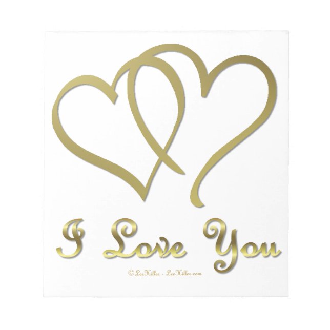 Entwined Gold Hearts i Love You Notepad (Front)
