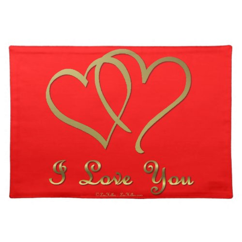 Entwined Gold Hearts i Love You Placemat