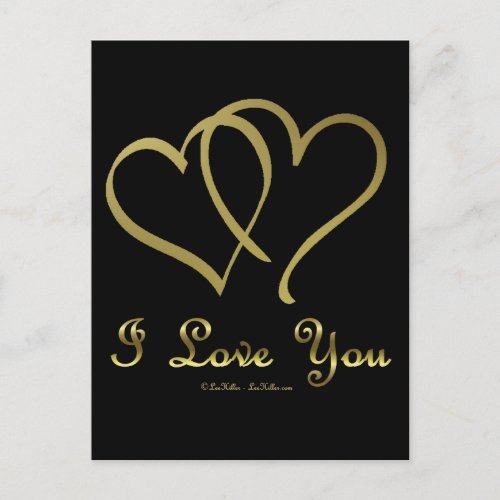 Entwined Gold Hearts i Love You Postcard