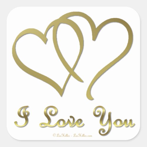 Entwined Gold Hearts i Love You Square Sticker