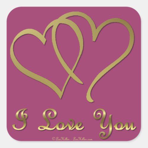 Entwined Gold Hearts i Love You Square Sticker