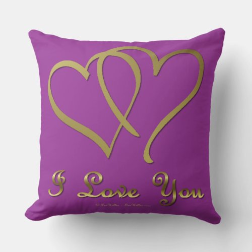 Entwined Gold Hearts i Love You Throw Pillow