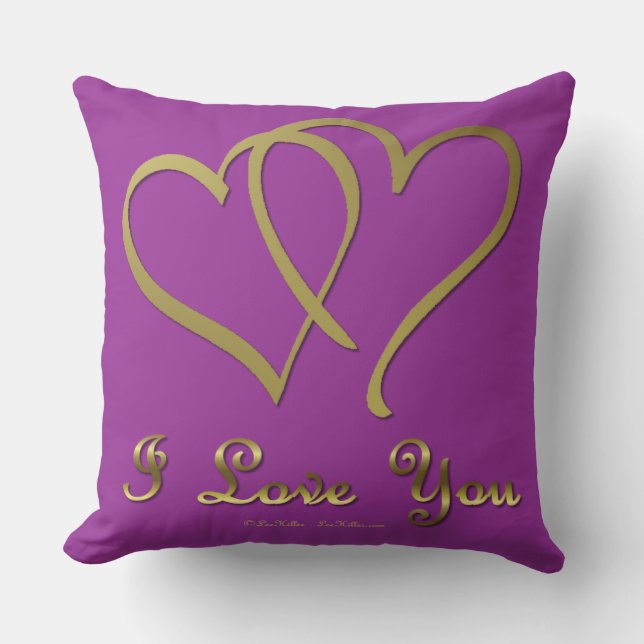 Entwined Gold Hearts i Love You Throw Pillow (Front)