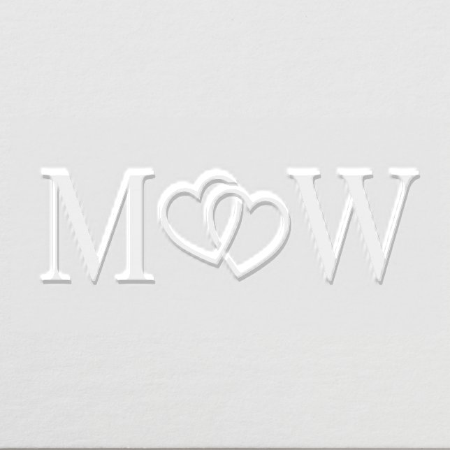Entwined Hearts Couple Wedding 2 Initial Monogram  Embosser (Design)