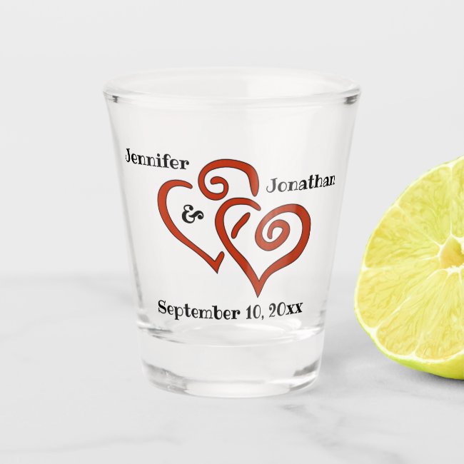 Entwined Hearts Design Shot Glass