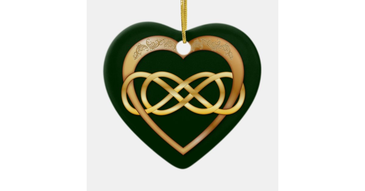 Entwined Hearts Double Infinity Gold On Green Ceramic Ornament Zazzle Com Entwined Hearts Double Infinity Gold On Green Ceramic Ornament Zazzle Com
